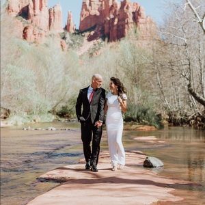 White Backless Sequin Gown
